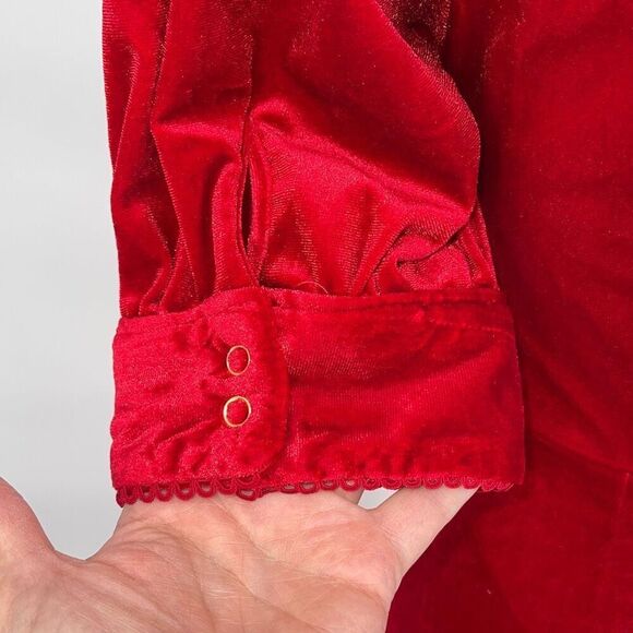 Rachel Parcell Puff Sleeve Peplum Skirt Midi Dress Red Velvet Size Small NWT - Picture 8 of 14